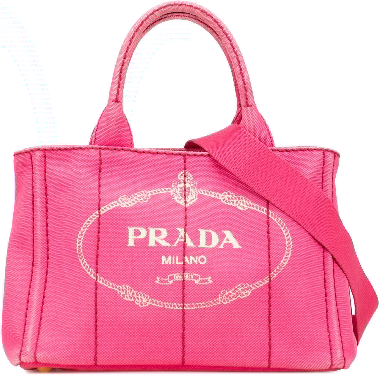 Prada Small Canvas Canapa Logo Satchel Roze
