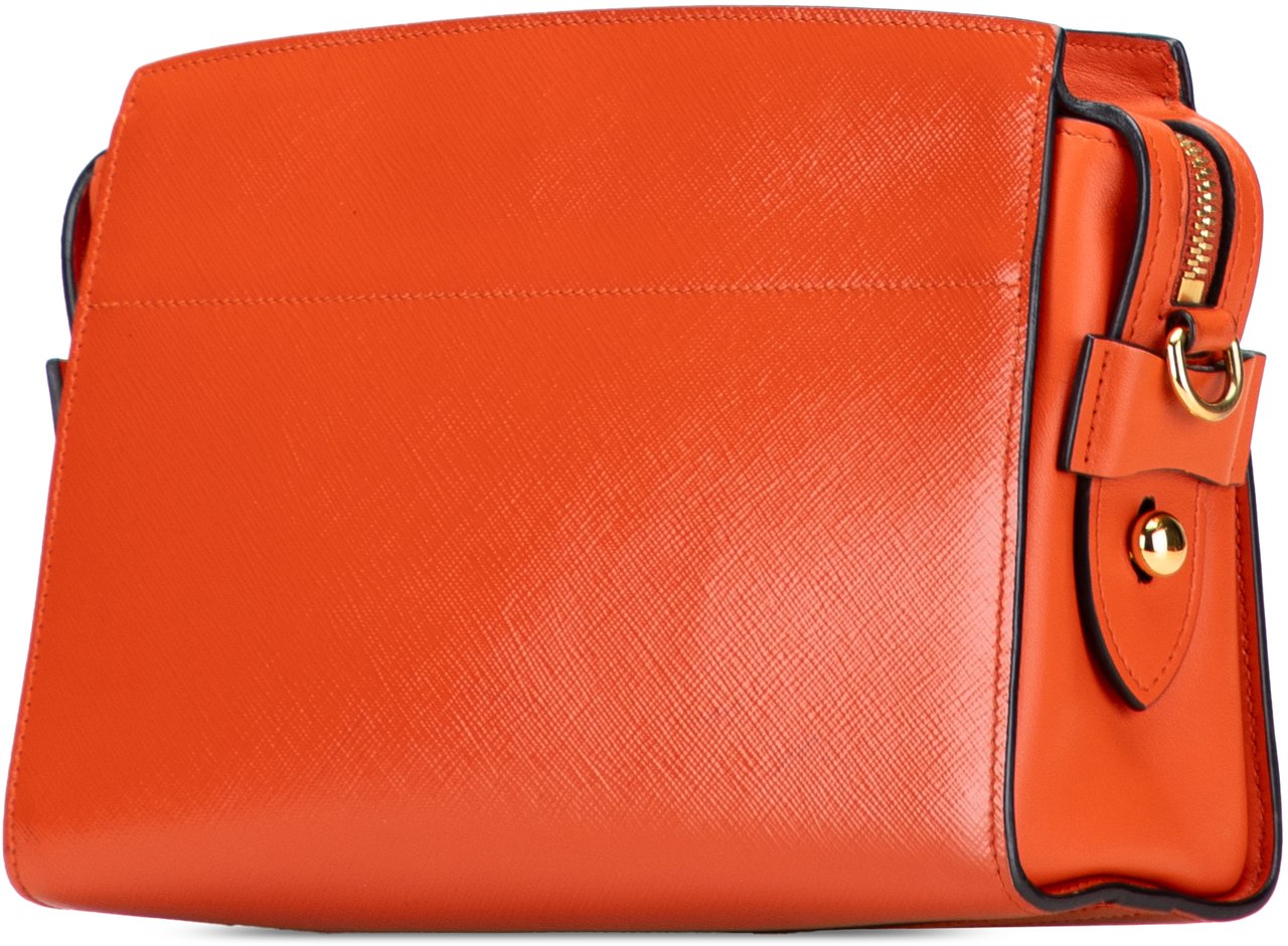 Prada Saffiano Vernice Esplanade Crossbody Oranje