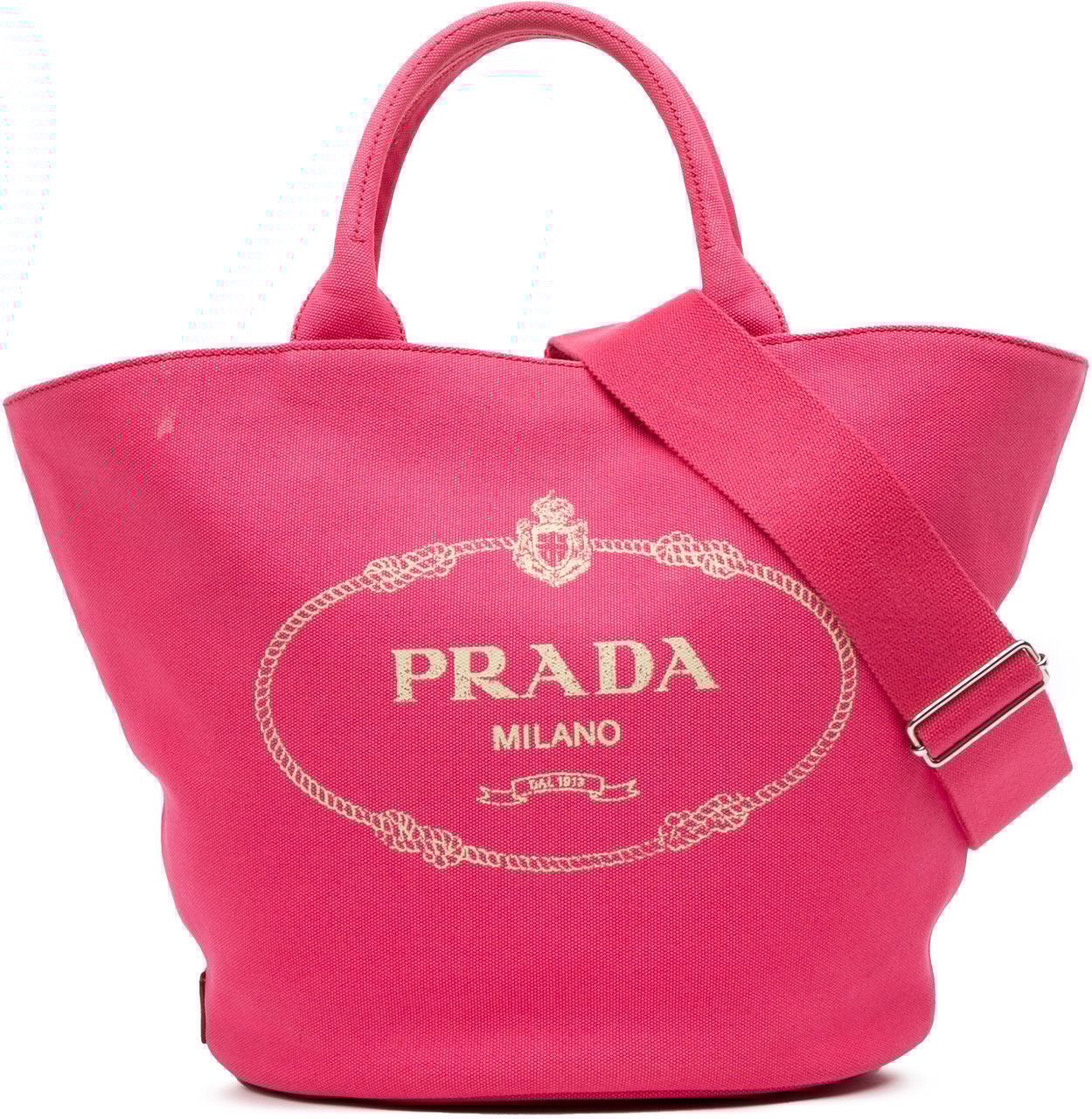 Prada Medium Canvas Canapa Logo Convertible Shopping Tote Roze