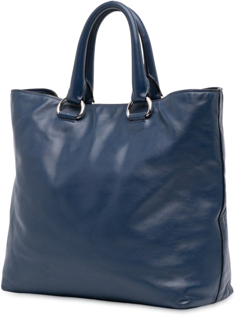 Prada Soft Calf Open Convertible Tote Blauw