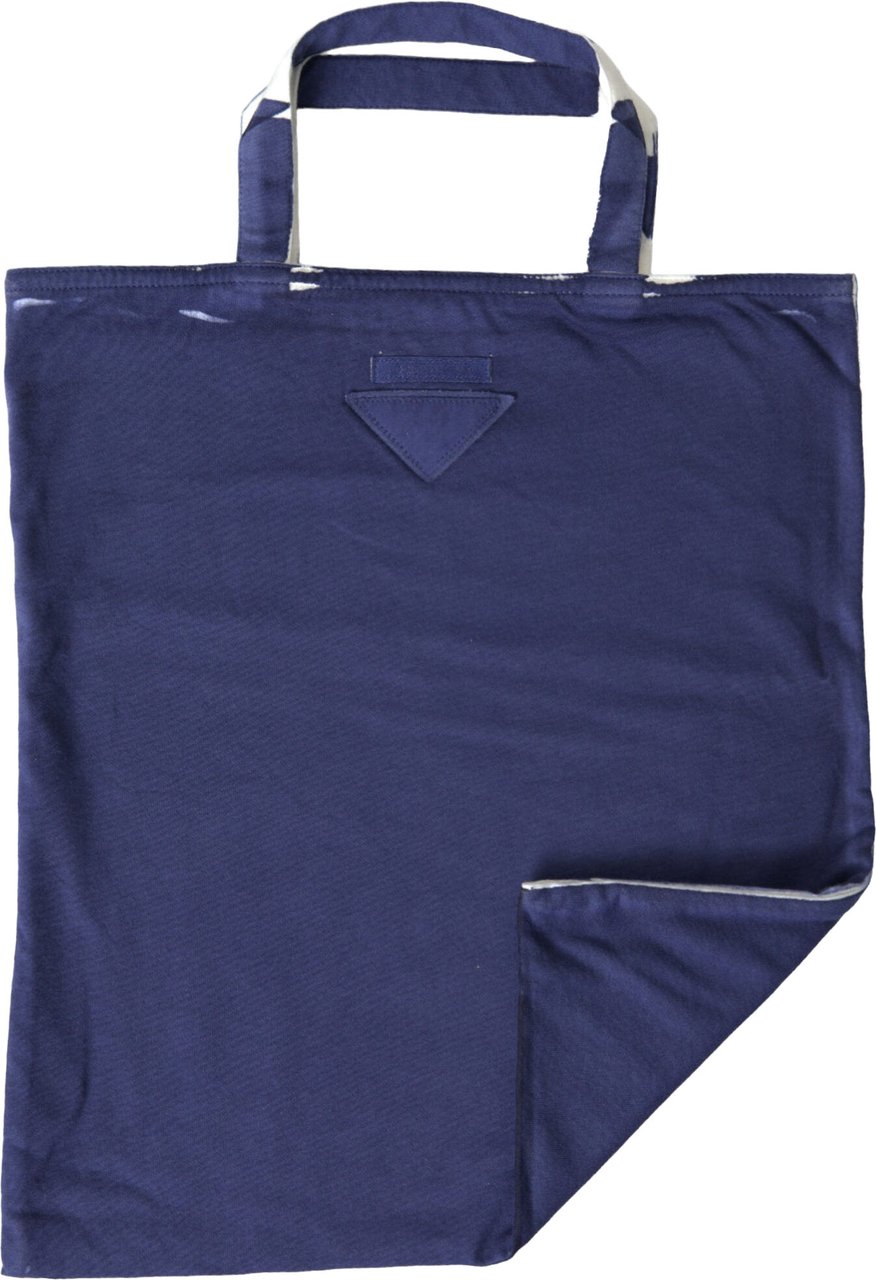 Prada Blue Jersey Fabric Logo Shoulder Shopping Tote Shopping Bag Blauw