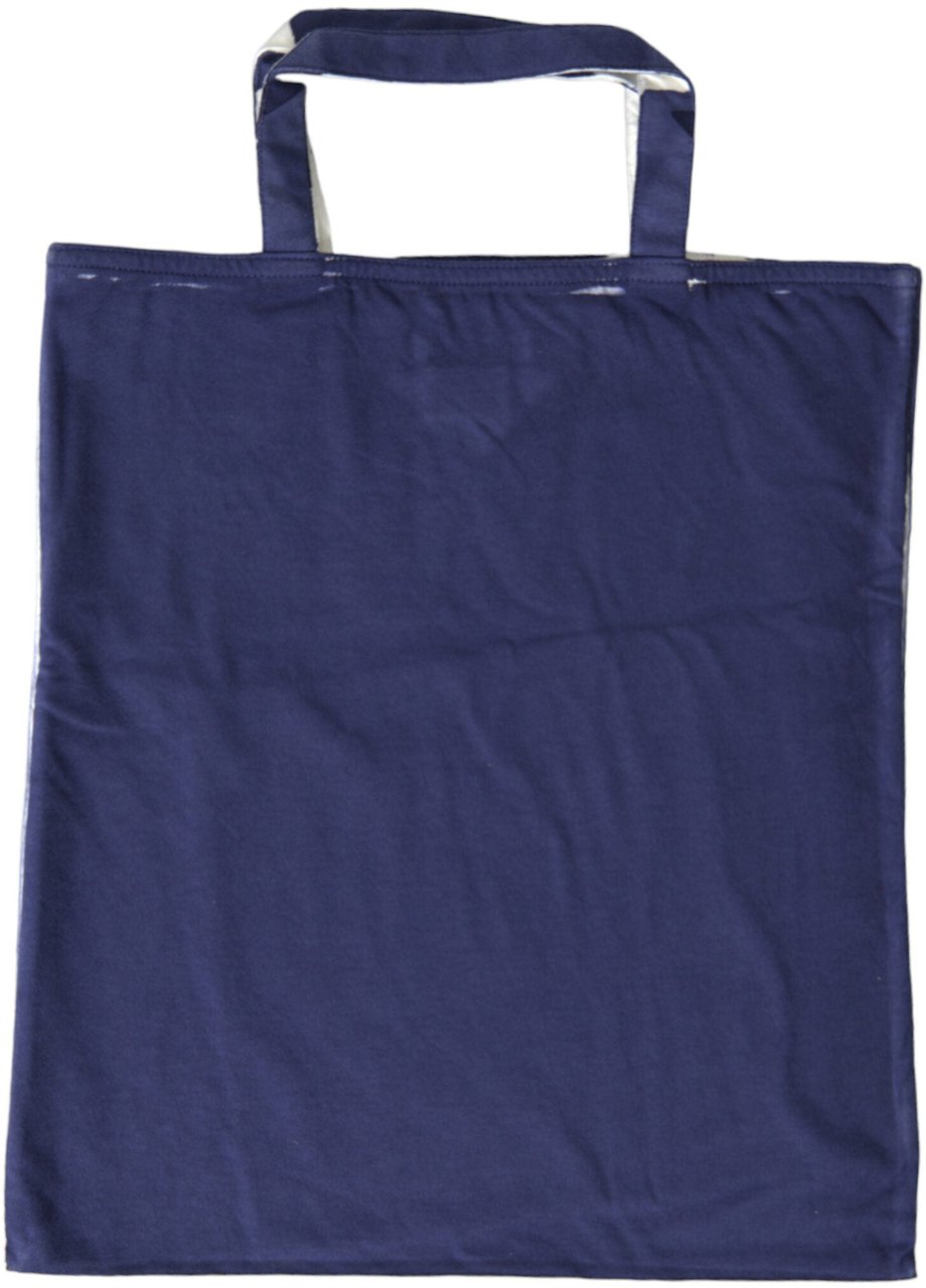 Prada Blue Jersey Fabric Logo Shoulder Shopping Tote Shopping Bag Blauw