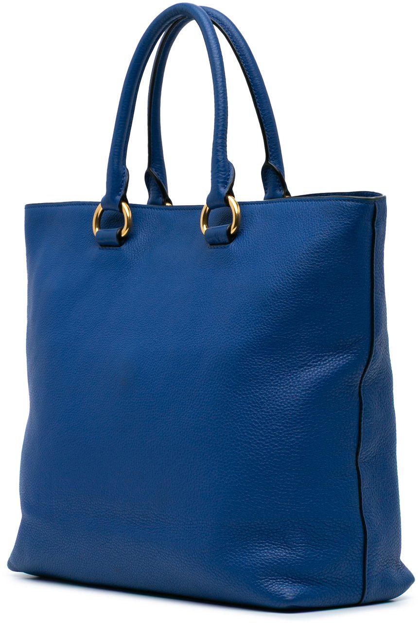 Prada Vitello Daino Tote Blauw