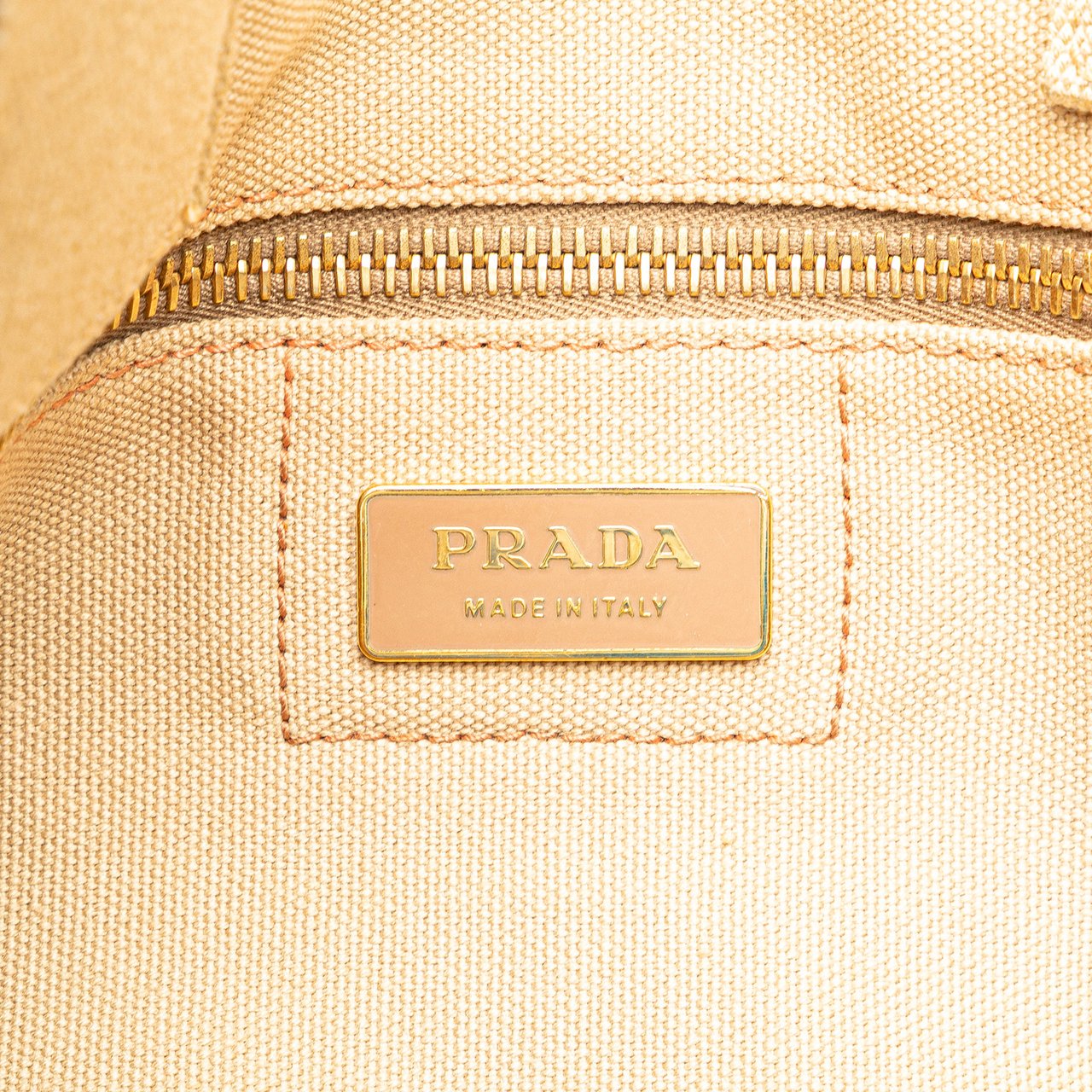 Prada Large Canvas Printed Canapa Satchel Geel