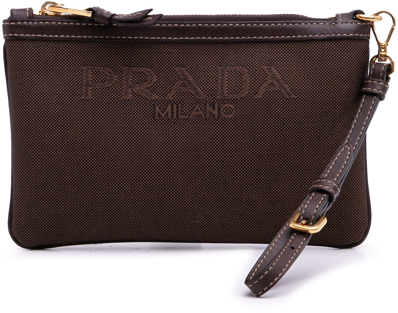 Prada Canvas Canapa Logo Pouch Bruin