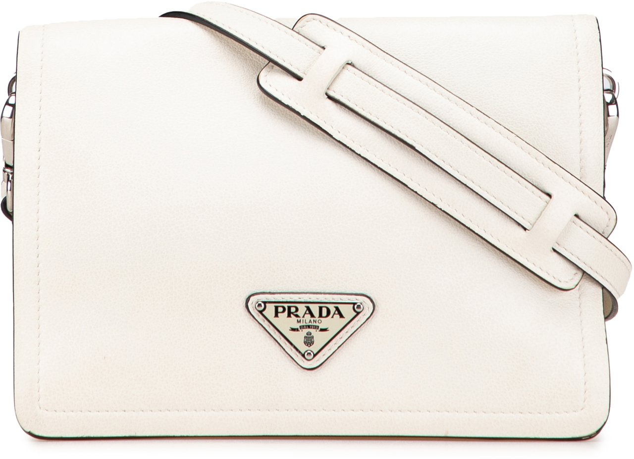 Prada Glace Calf Crossbody Wit