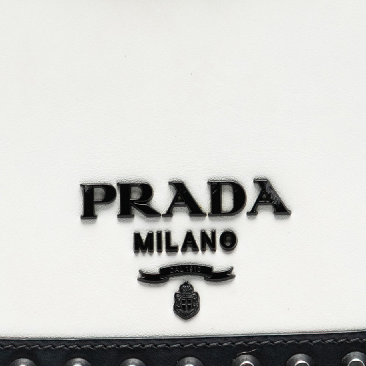 Prada Small Studded Glace Calf Chain Flap Wit