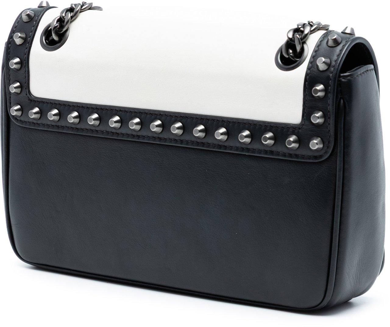 Prada Small Studded Glace Calf Chain Flap Wit