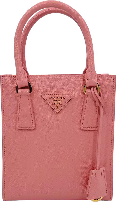 Prada Prada small handbag with logo Saffiano leather pink full set / unworn Roze