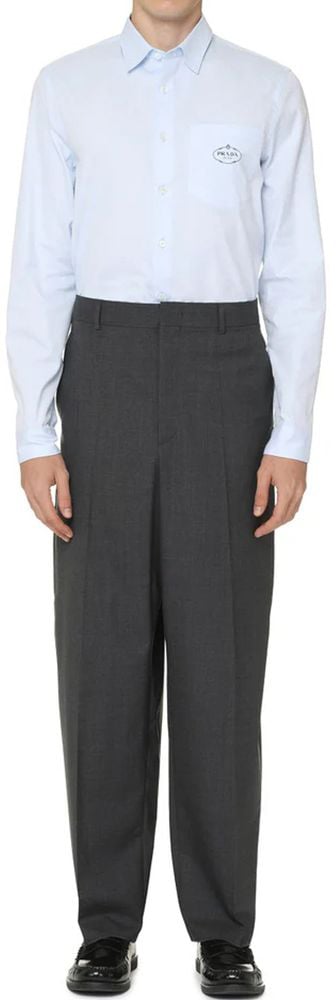 Prada Prada Blue Cotton Dress Shirt Blauw