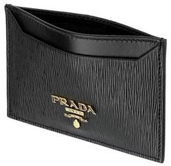 Prada Prada Black Calfskin Wallet Zwart
