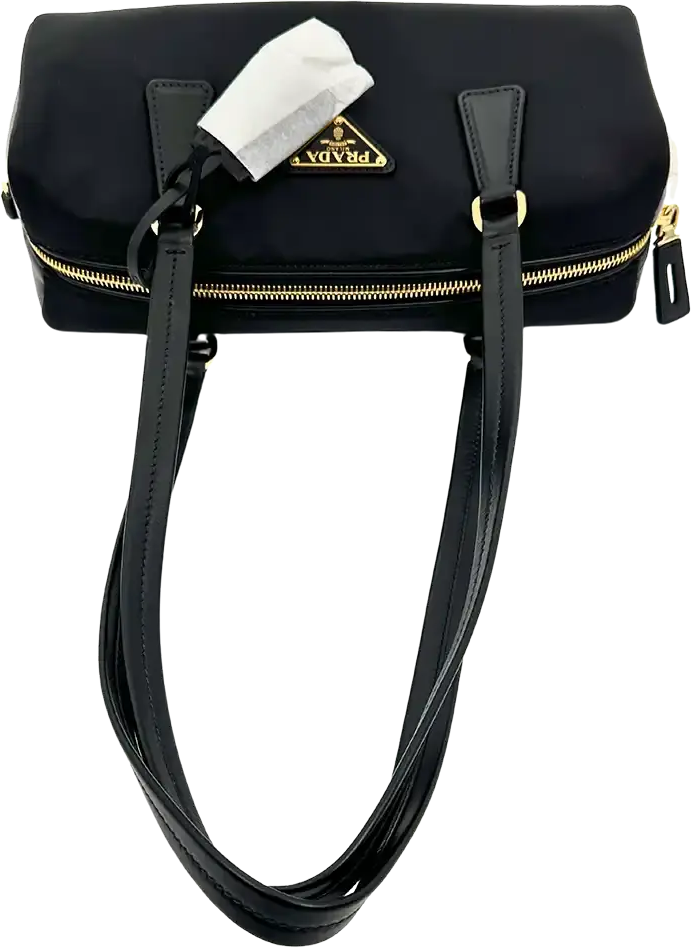 Prada Prada medium-sized handle bag made of Re-Nylon and leather / unworn Zwart