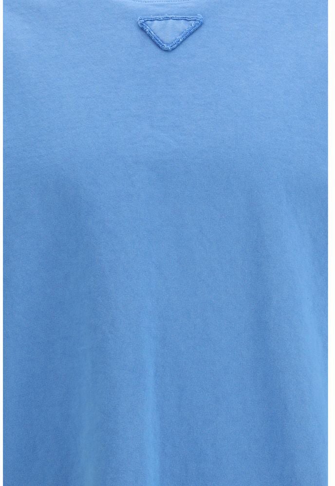 Prada Blue Cotton T-Shirt Blauw