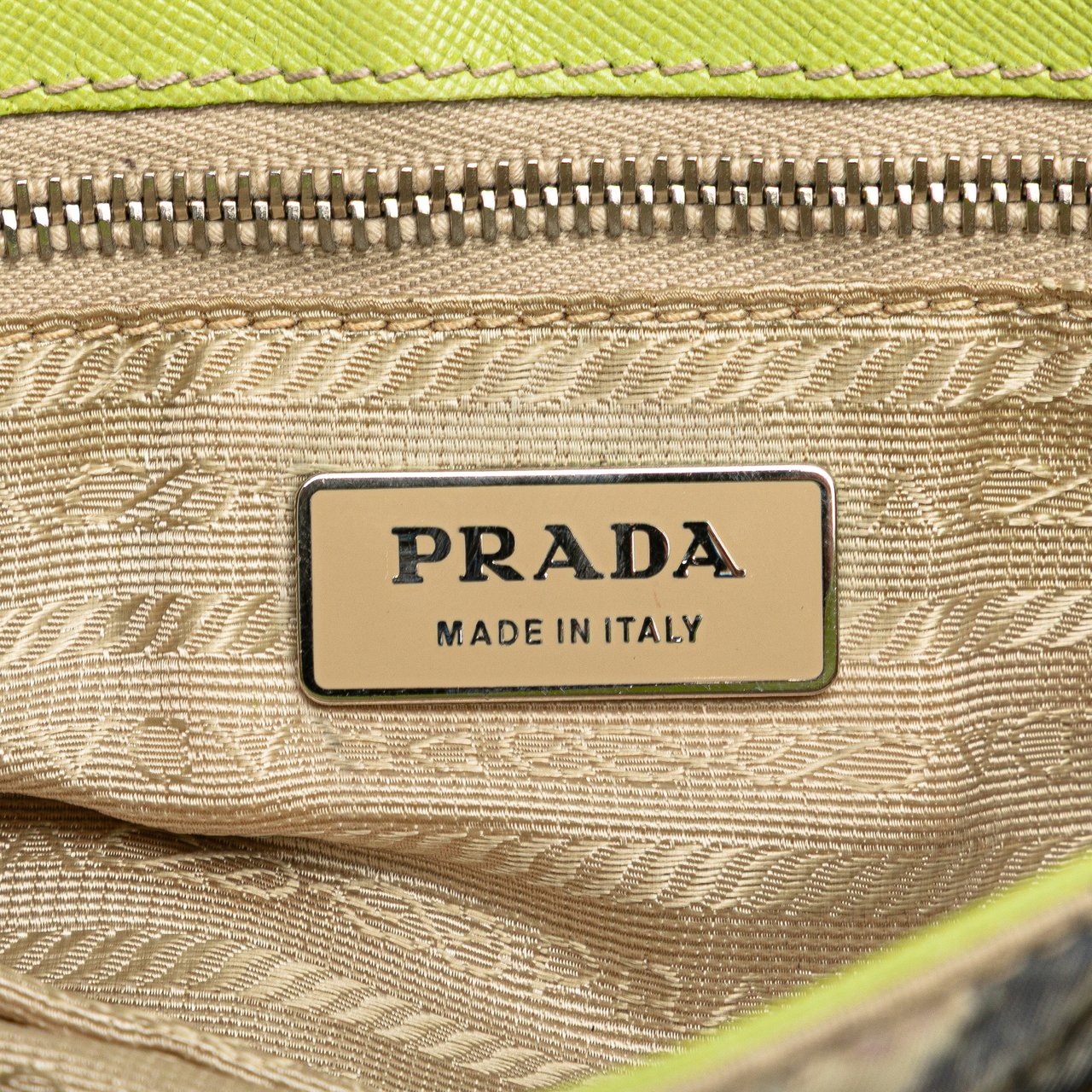 Prada Tessuto Stampata Venezia Shoulder Bag Groen