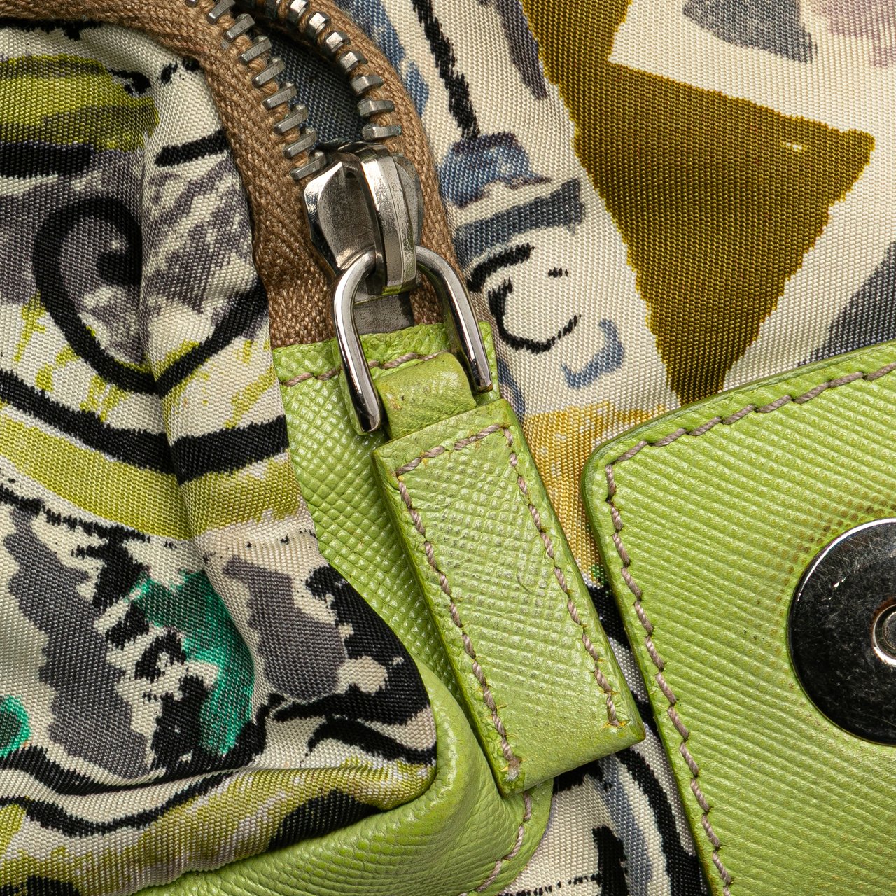 Prada Tessuto Stampata Venezia Shoulder Bag Groen