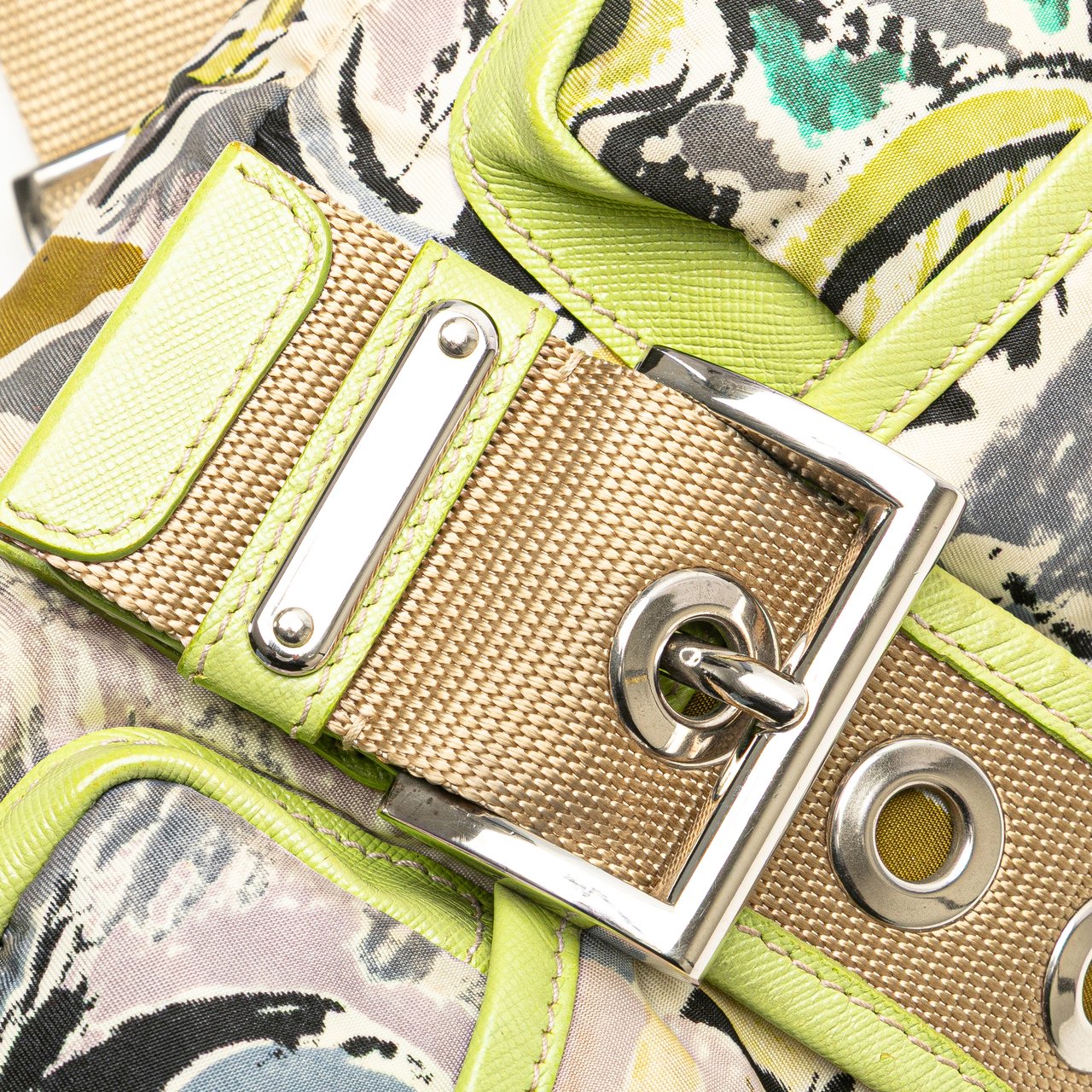 Prada Tessuto Stampata Venezia Shoulder Bag Groen