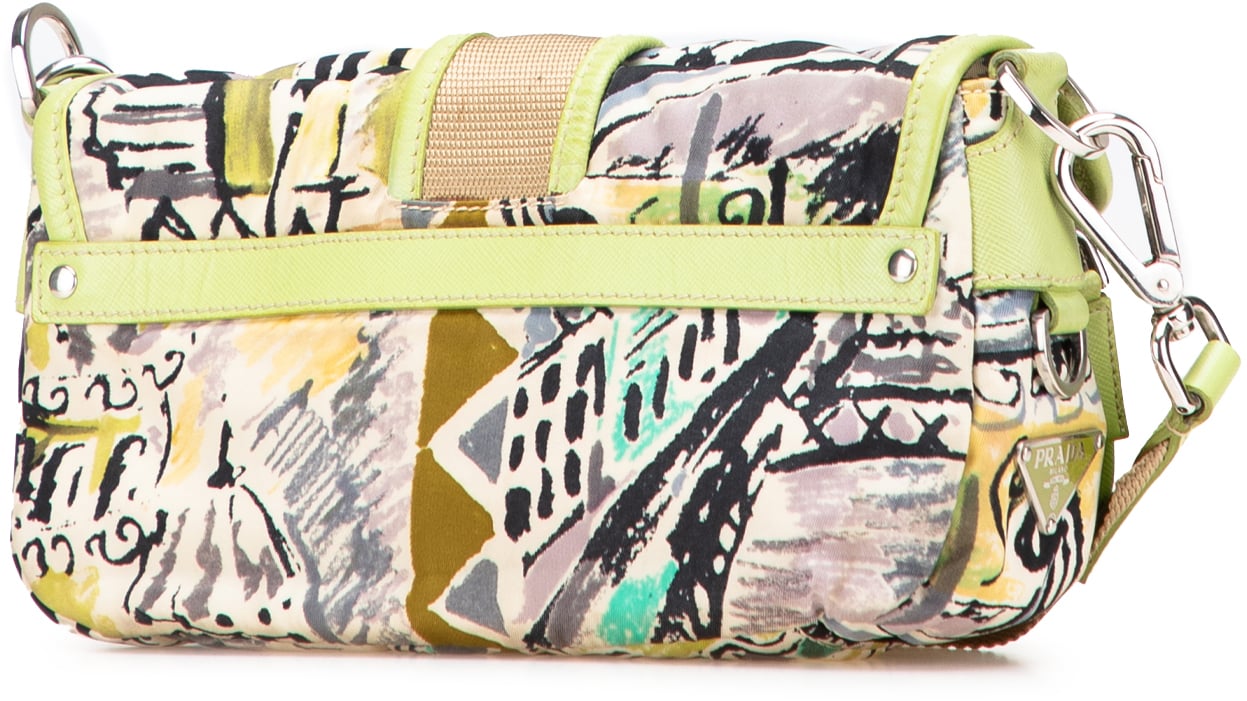 Prada Tessuto Stampata Venezia Shoulder Bag Groen