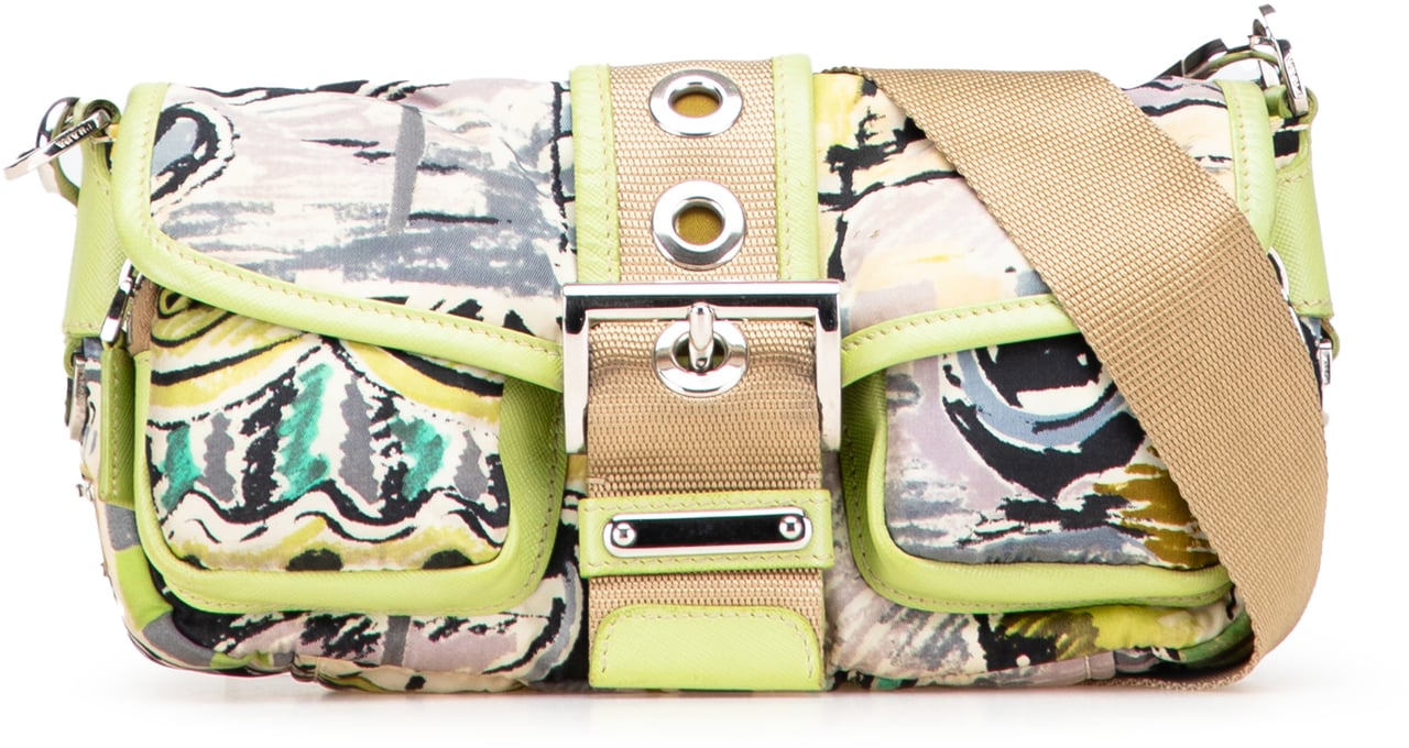 Prada Tessuto Stampata Venezia Shoulder Bag Groen