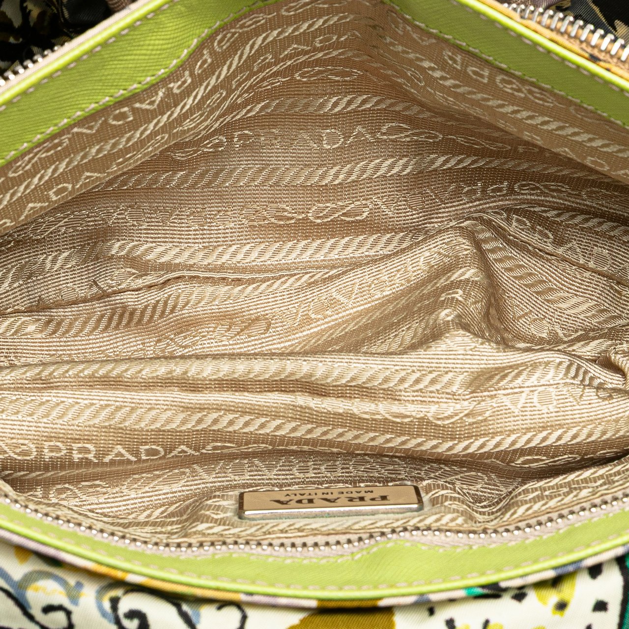 Prada Tessuto Stampata Venezia Shoulder Bag Groen