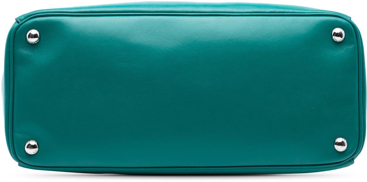 Prada Large City Calf Galleria Double Zip Satchel Groen