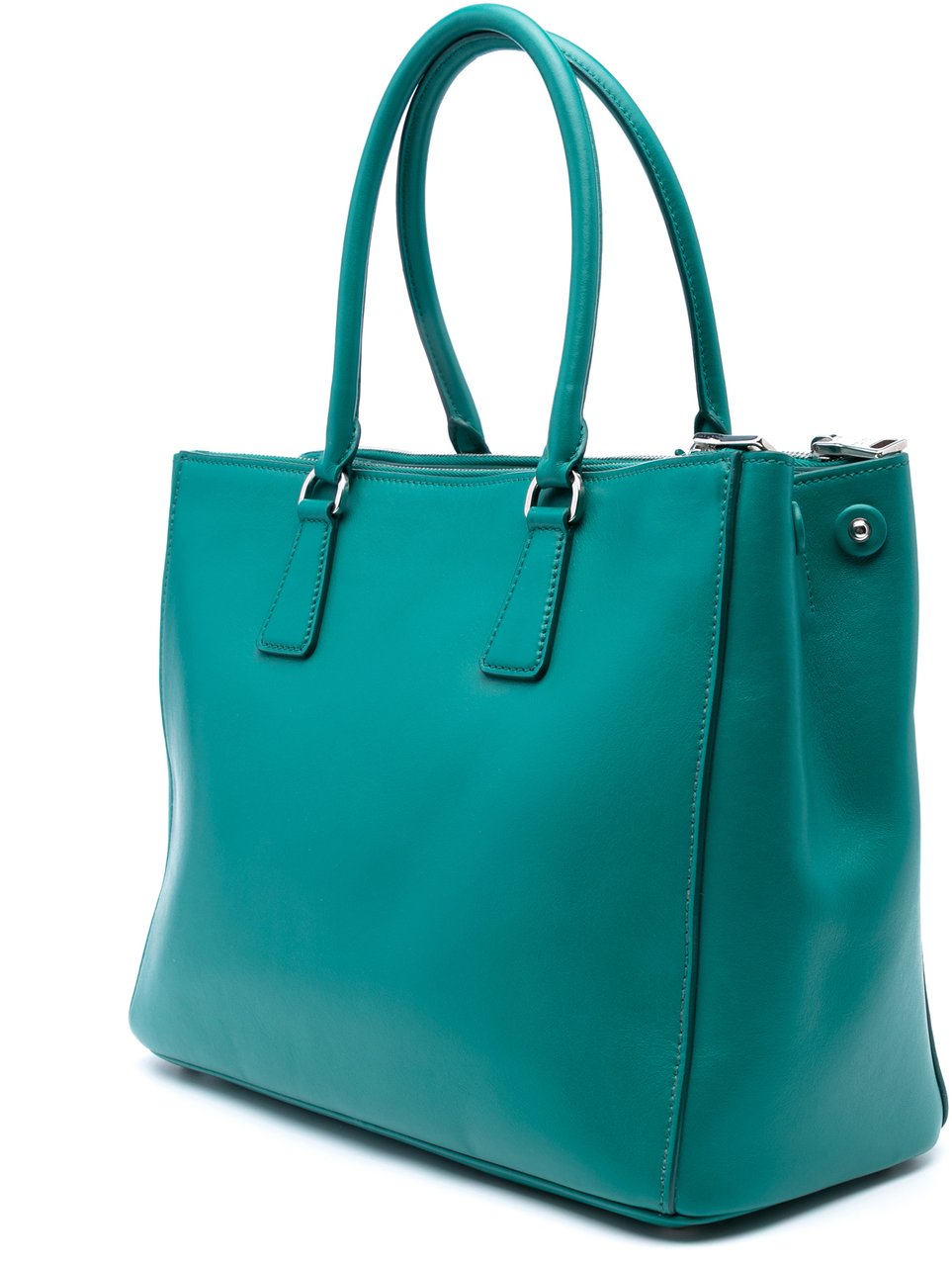 Prada Large City Calf Galleria Double Zip Satchel Groen