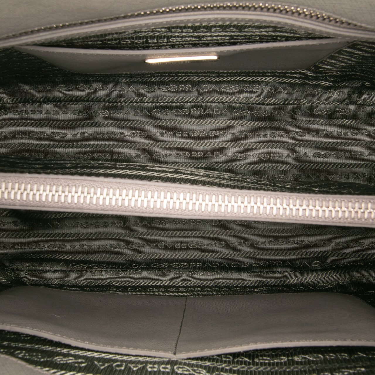 Prada Medium Bicolor Saffiano Lux Promenade Satchel Grijs