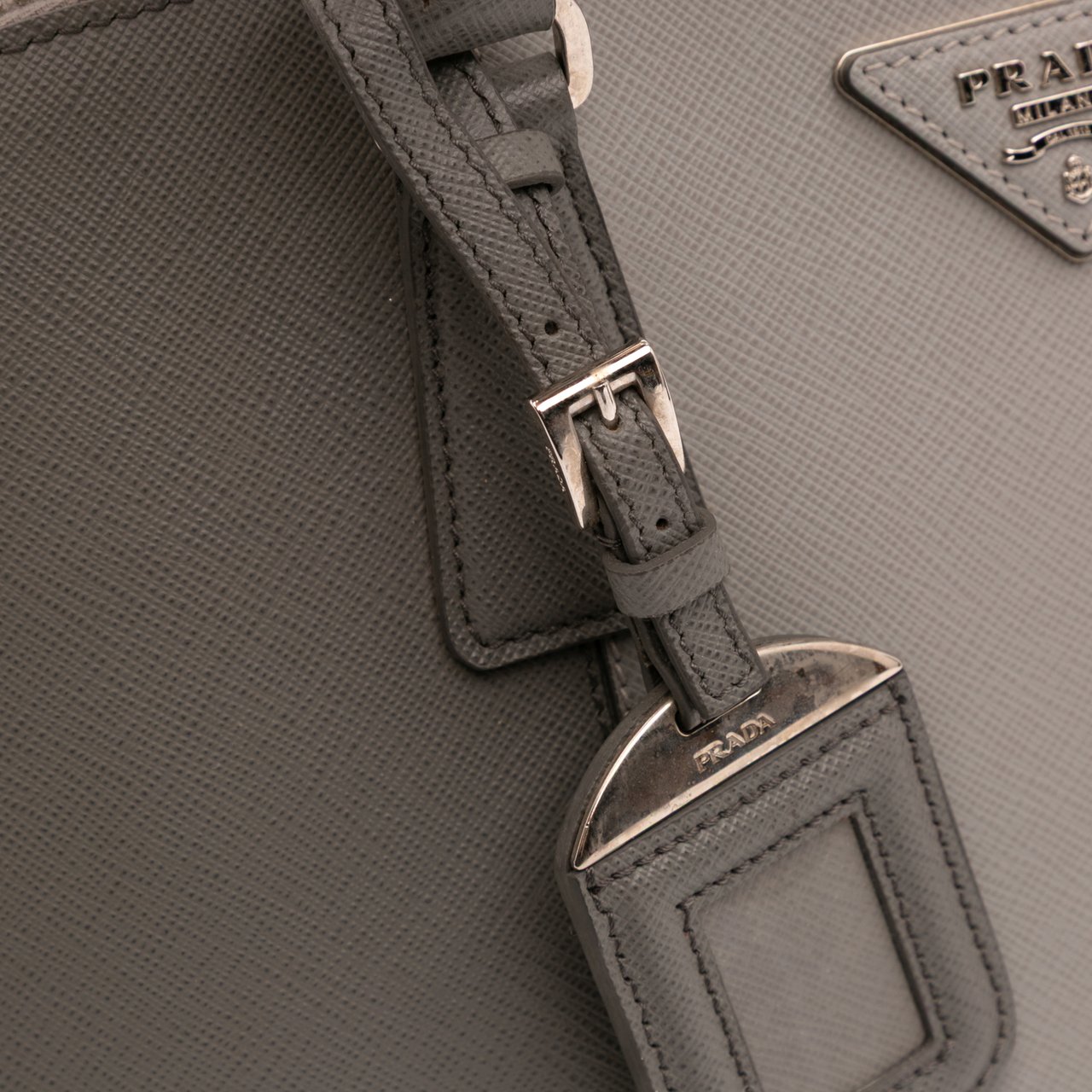 Prada Medium Bicolor Saffiano Lux Promenade Satchel Grijs