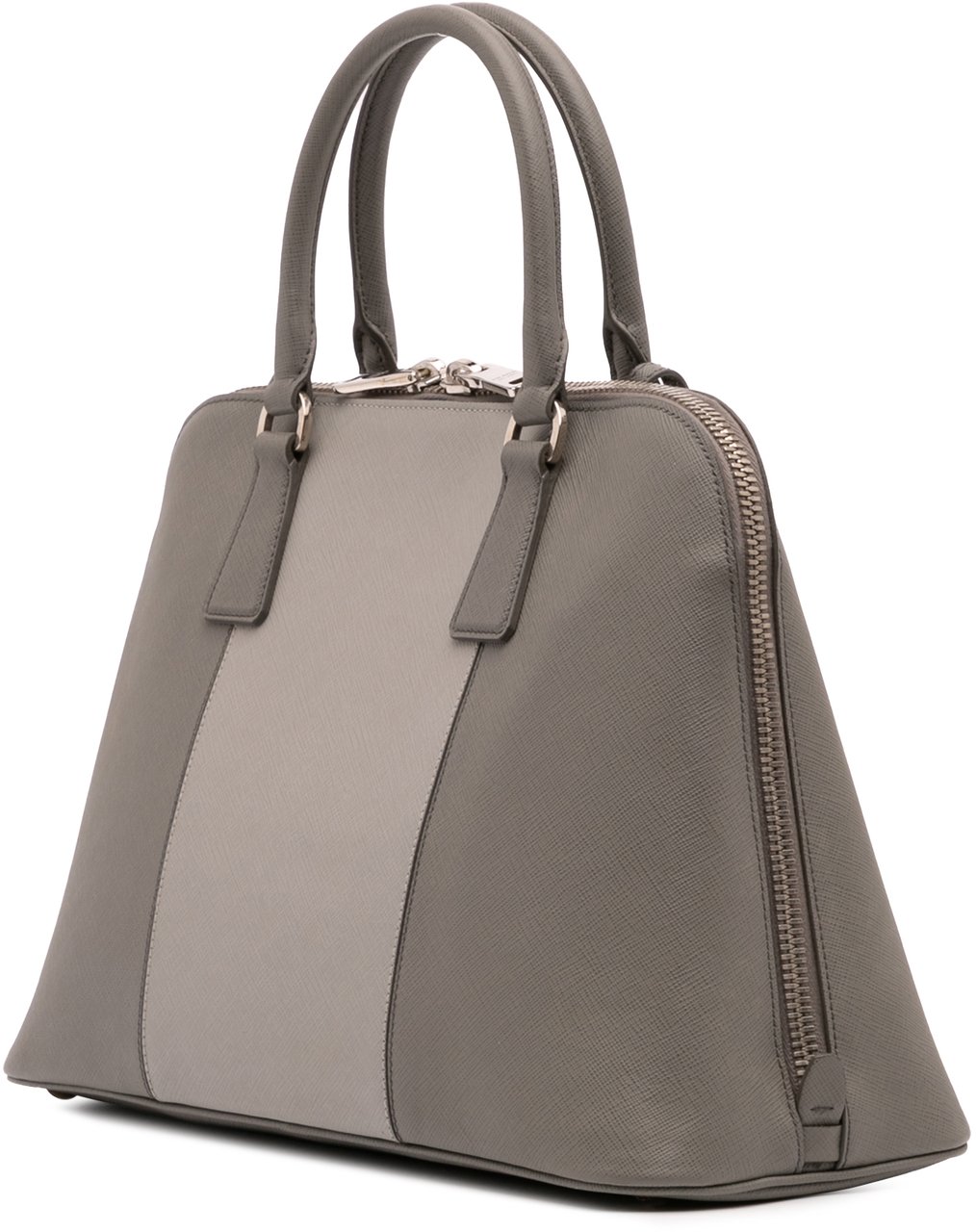 Prada Medium Bicolor Saffiano Lux Promenade Satchel Grijs
