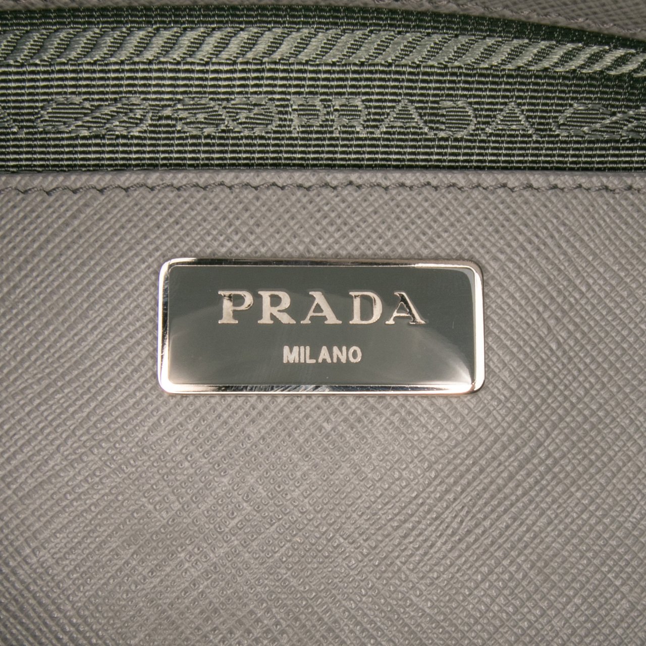 Prada Medium Bicolor Saffiano Lux Promenade Satchel Grijs