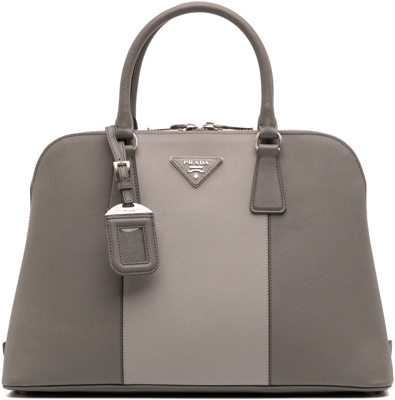 Prada Medium Bicolor Saffiano Lux Promenade Satchel Grijs
