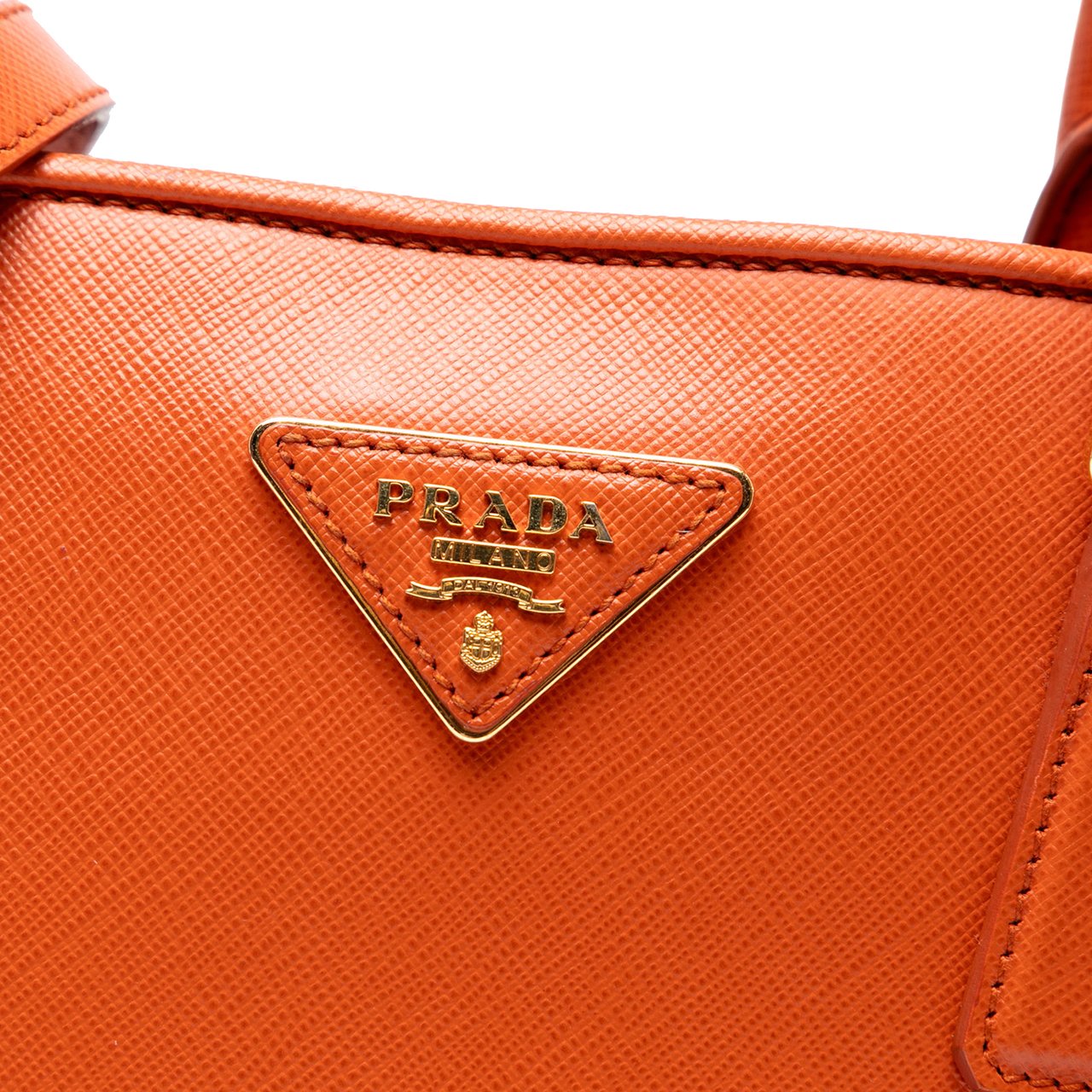 Prada Medium Saffiano Lux Open Promenade Satchel Oranje