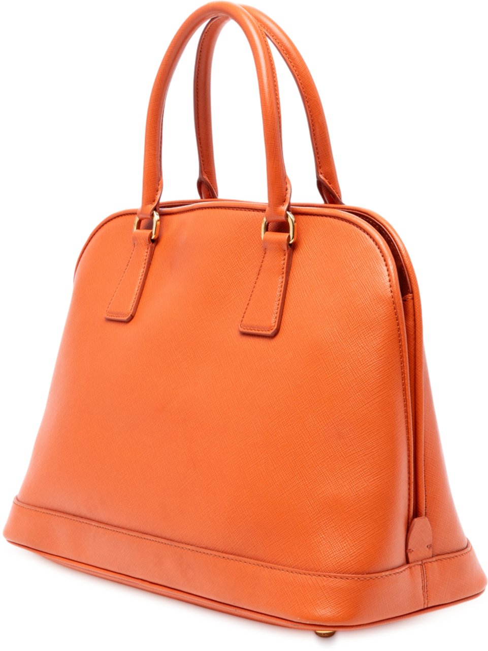 Prada Medium Saffiano Lux Open Promenade Satchel Oranje