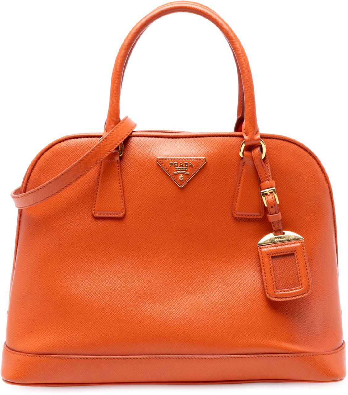 Prada Medium Saffiano Lux Open Promenade Satchel Oranje