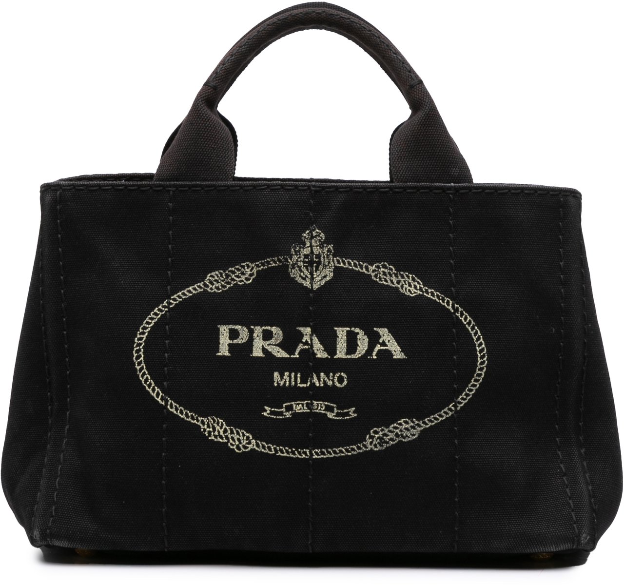 Prada Small Canvas Canapa Logo Satchel Zwart
