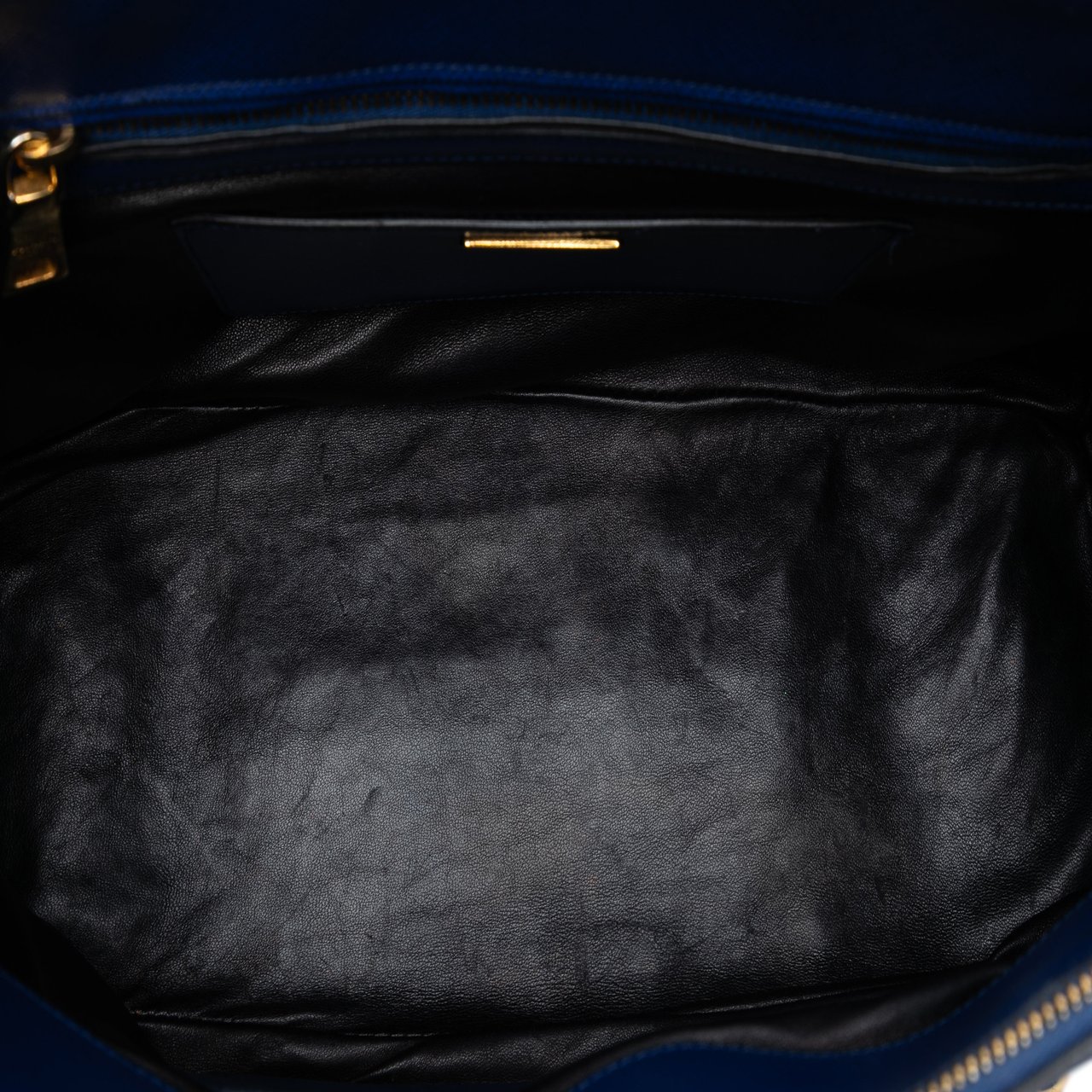 Prada Saffiano Turnlock Double Zip Studded Tote Blauw