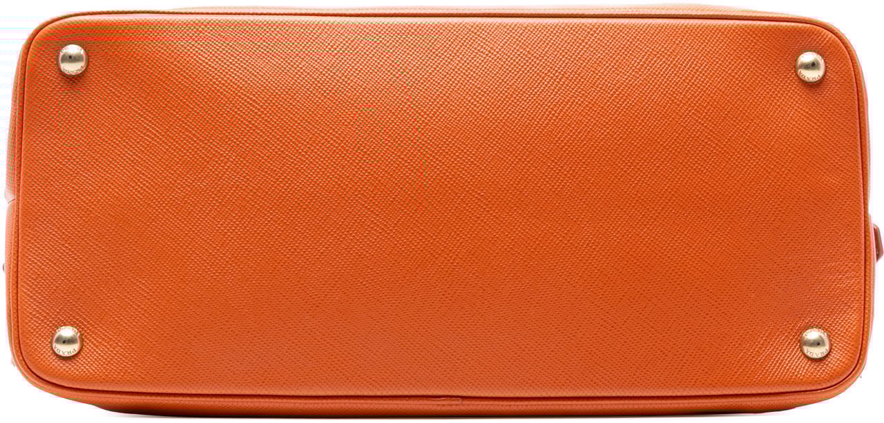 Prada Saffiano Cuir Triple Zip Dome Top Handle Bag Oranje