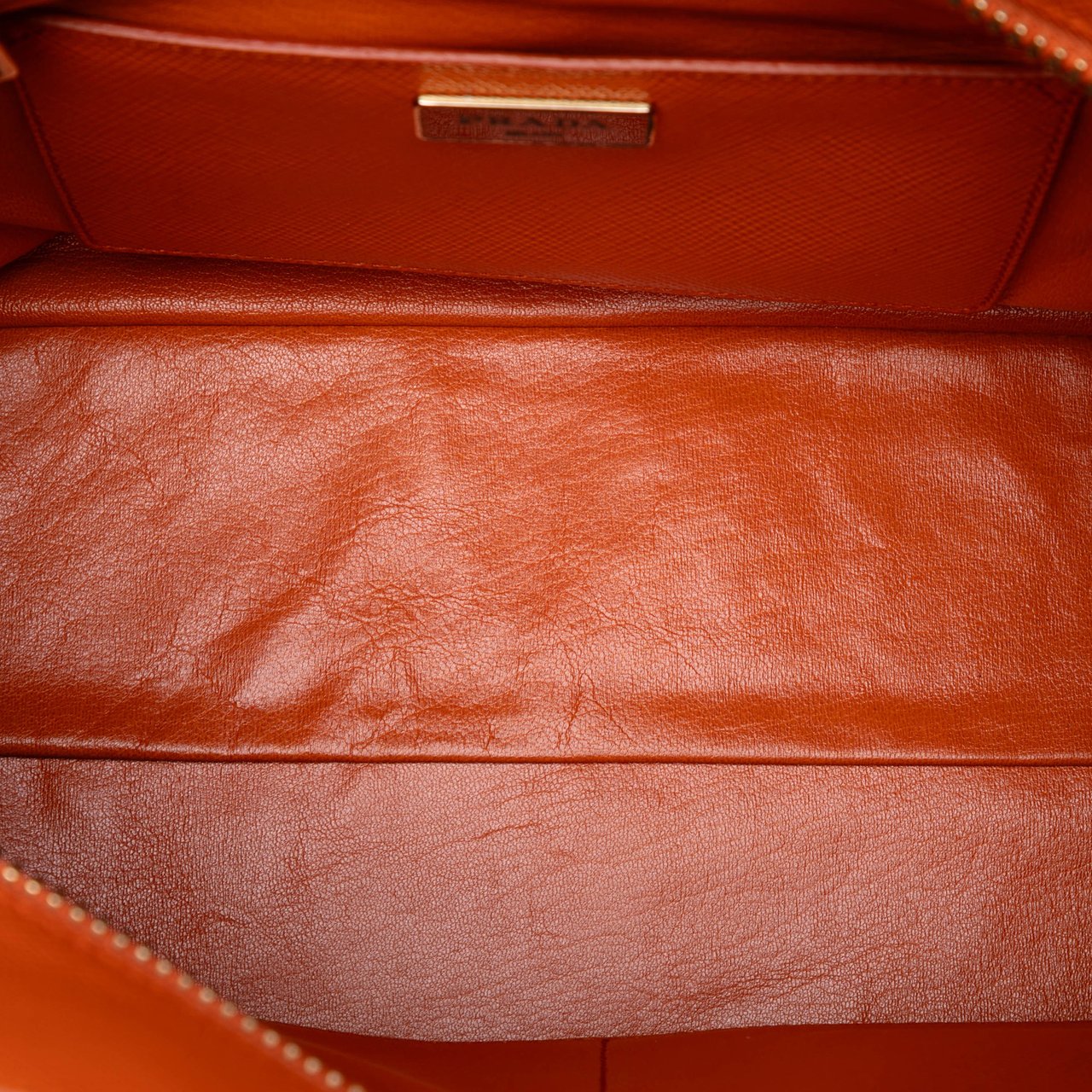 Prada Saffiano Cuir Triple Zip Dome Top Handle Bag Oranje