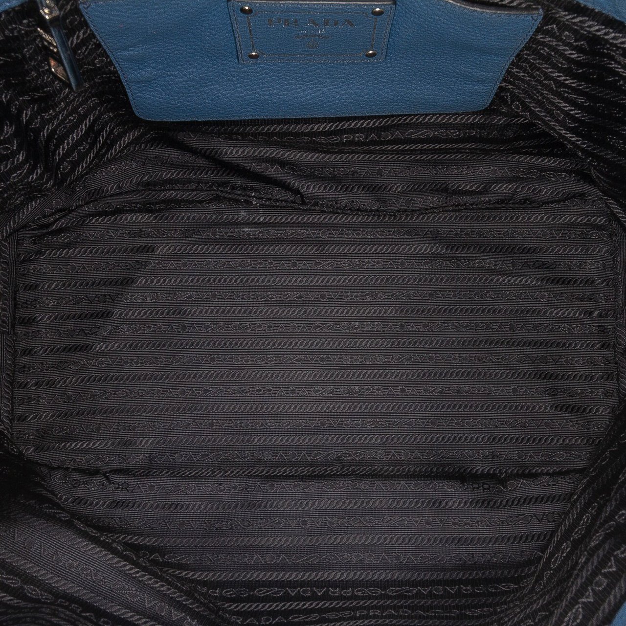 Prada Vitello Daino Double Handle Satchel Blauw