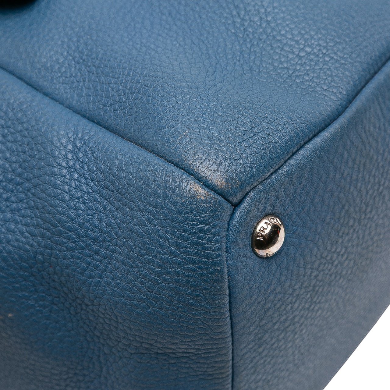 Prada Vitello Daino Double Handle Satchel Blauw