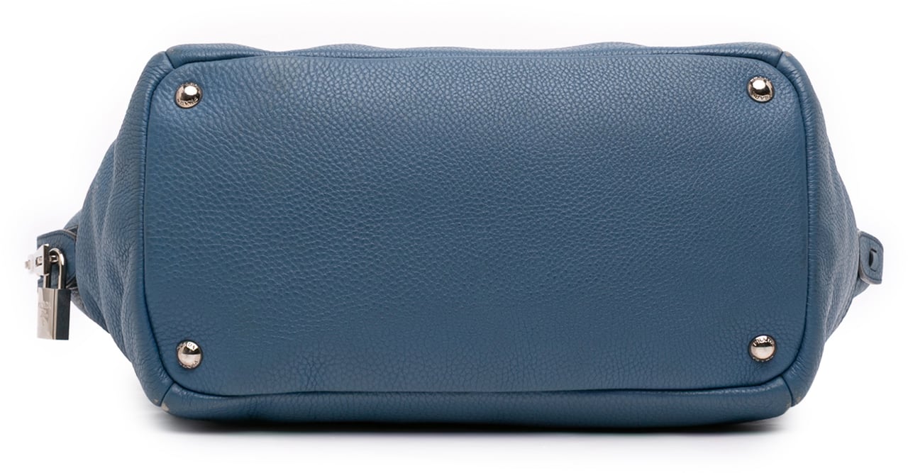 Prada Vitello Daino Double Handle Satchel Blauw