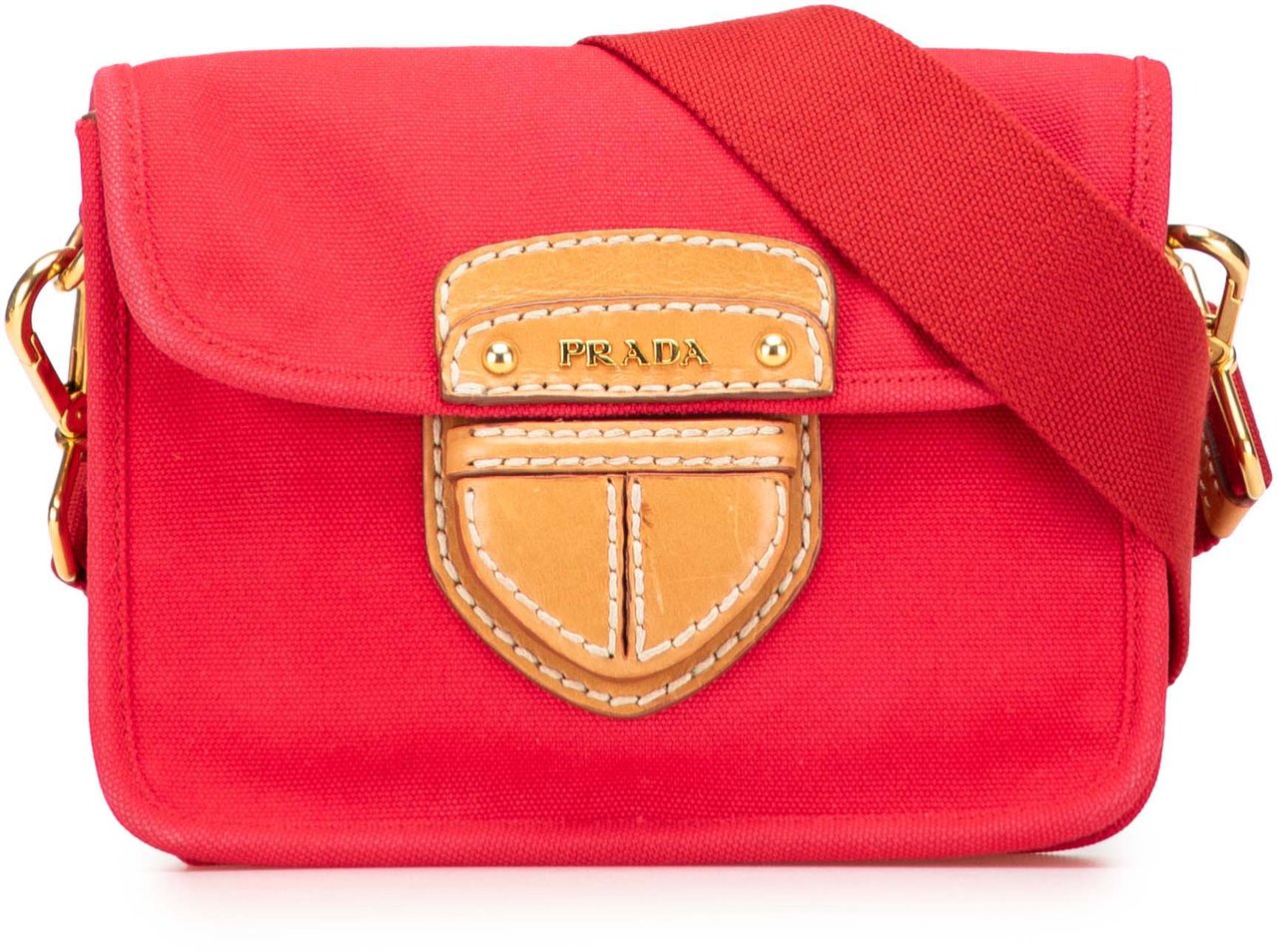 Prada Canapa Righe Crossbody Rood