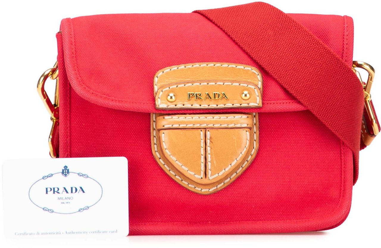 Prada Canapa Righe Crossbody Rood