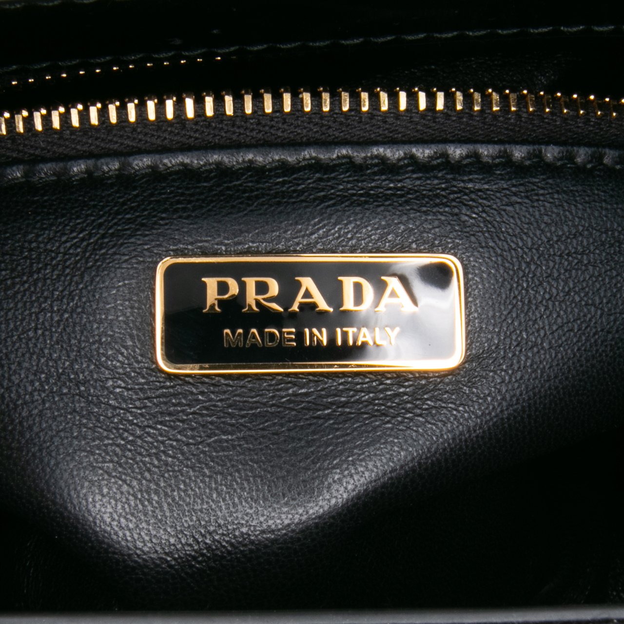 Prada Mini Brushed Leather Floral Print Galleria Double Zip Satchel Zwart
