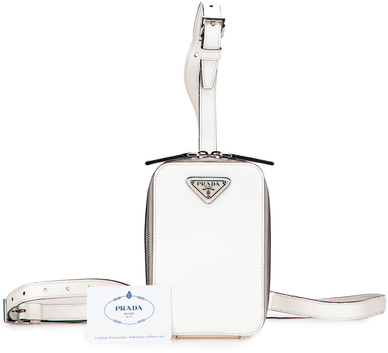 Prada Saffiano Harness Crossbody Pouch Wit