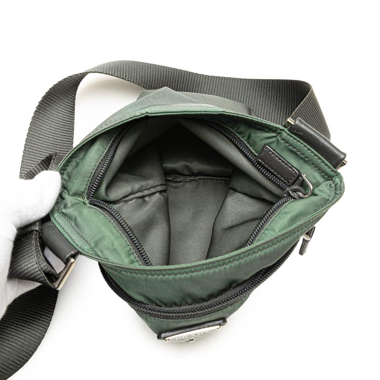 Prada Tessuto Zip Top Crossbody Groen