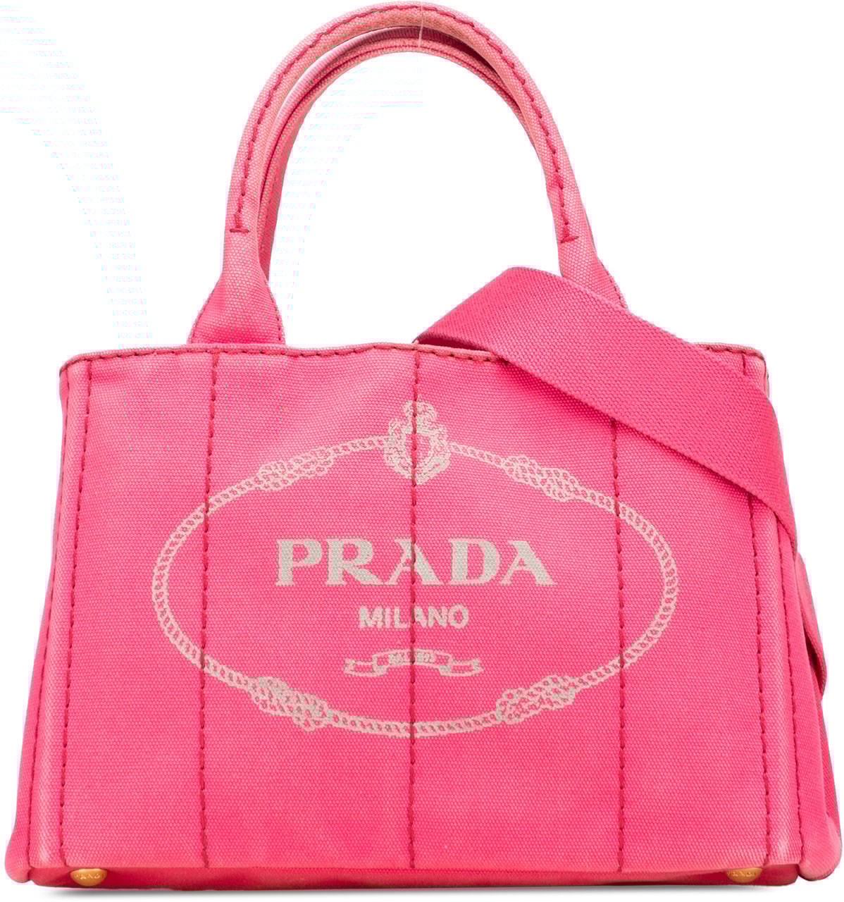 Prada Small Canvas Canapa Logo Satchel Roze
