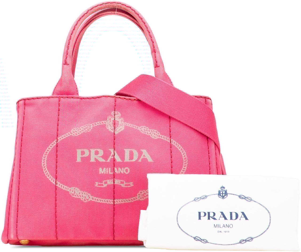 Prada Small Canvas Canapa Logo Satchel Roze