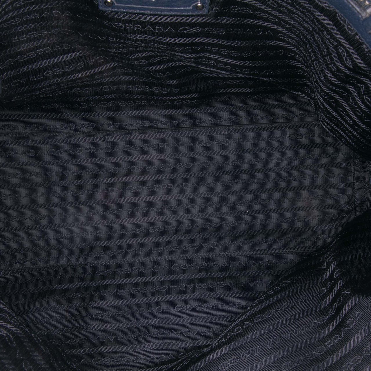 Prada Vitello Phenix Side Zip Shopper Tote Blauw