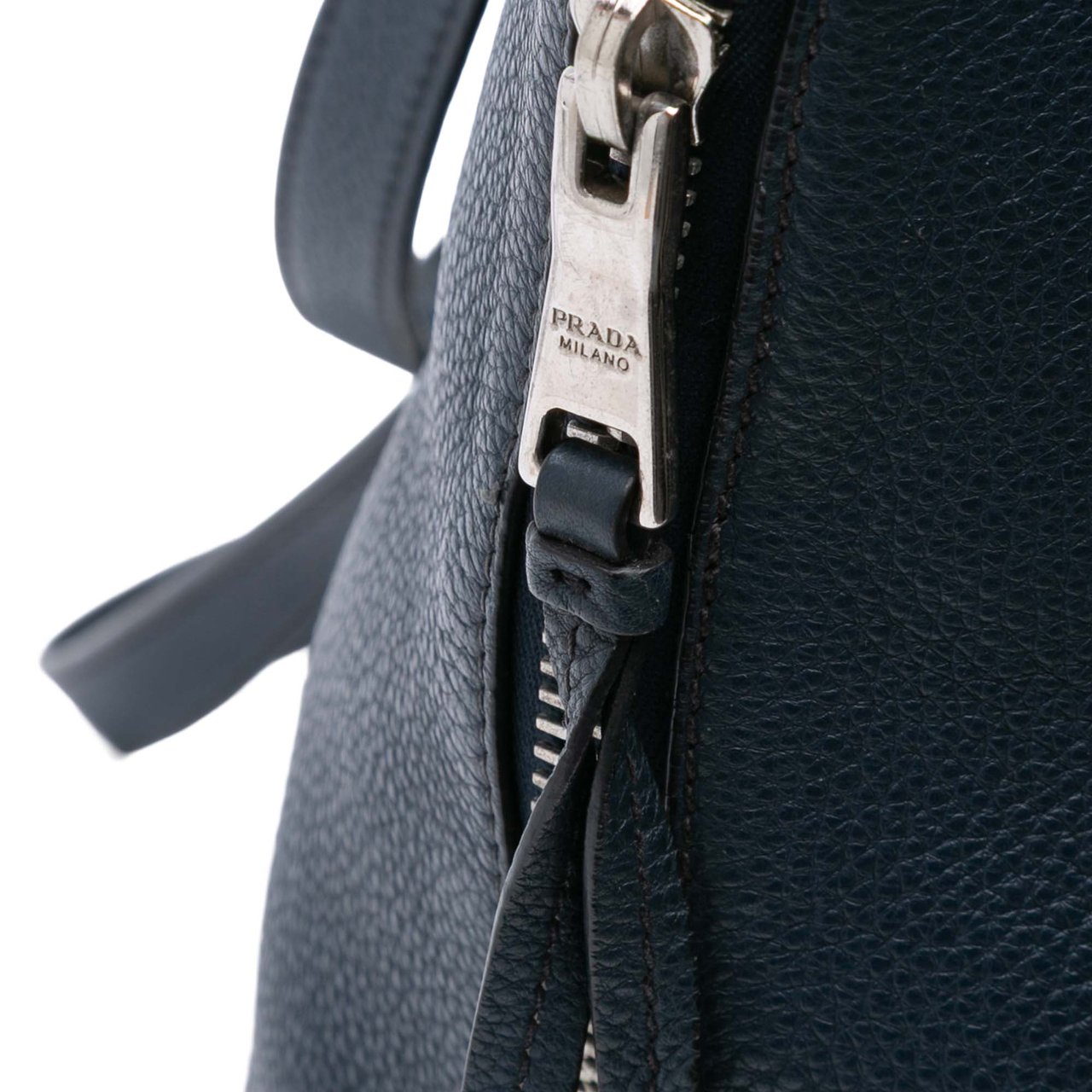 Prada Vitello Phenix Side Zip Shopper Tote Blauw