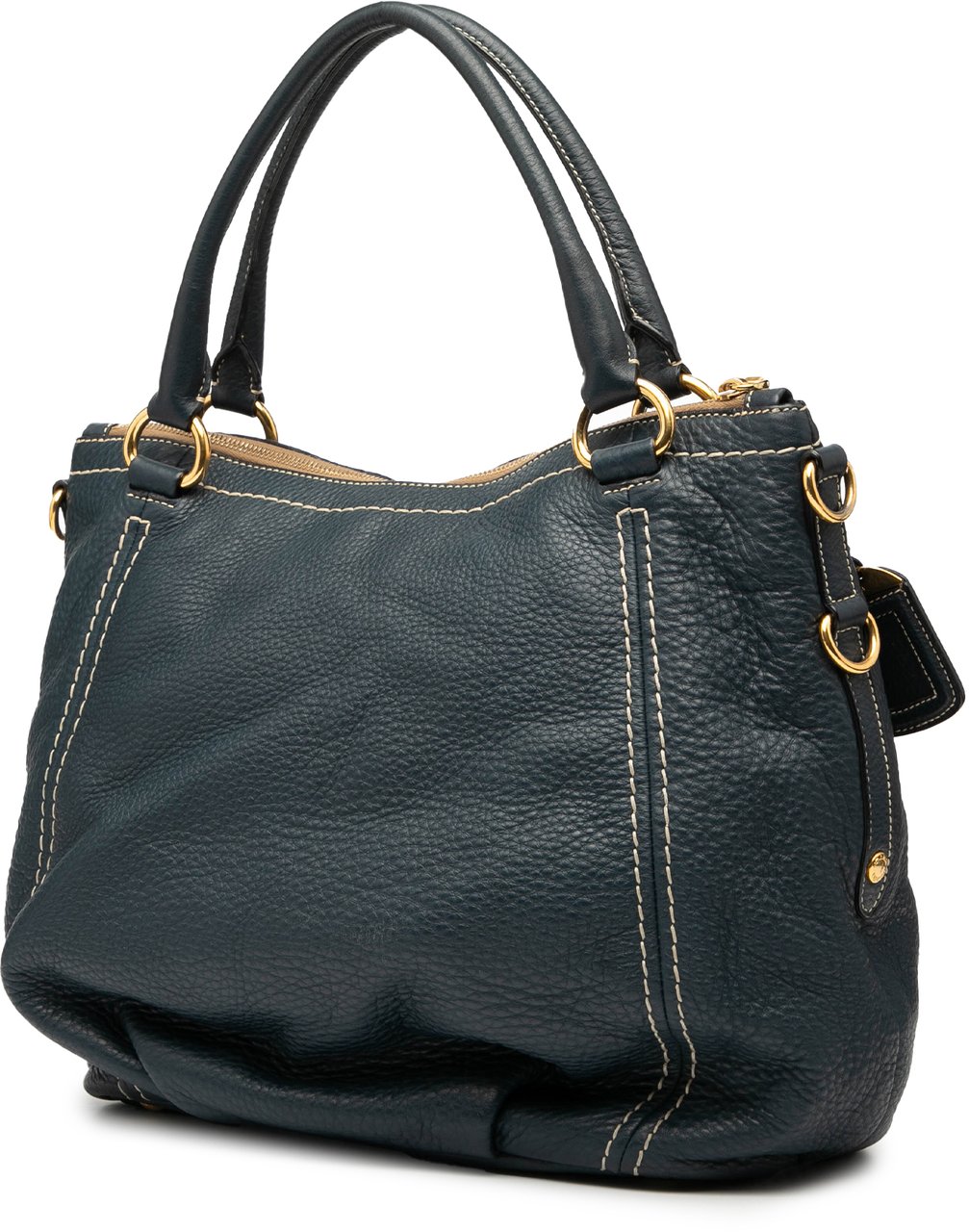 Prada Vitello Daino Zip Top Satchel Blauw